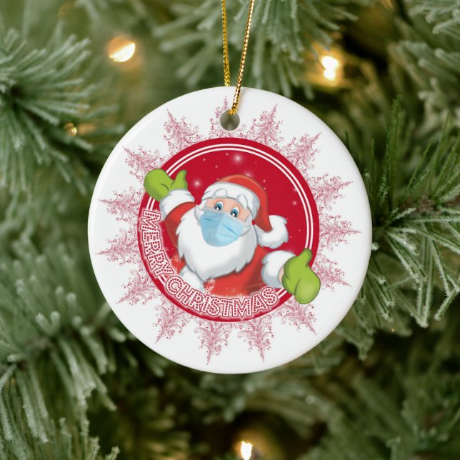 Funny Santa Claus Ceramic Ornament (Tree)