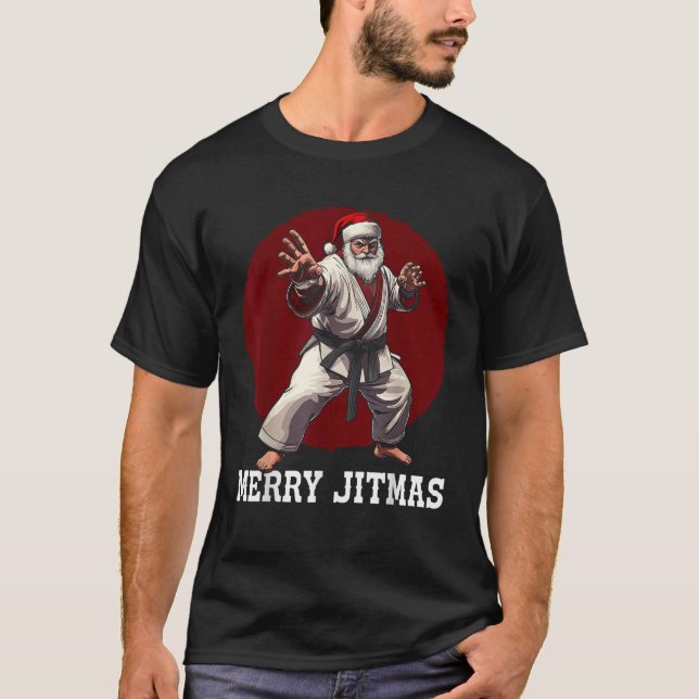 Funny Santa Claus Christmas Brazilian Jiu Jitsu Ug T-Shirt (Front)