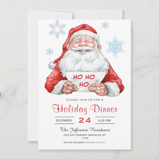 Funny Santa Claus Christmas Holiday Dinner Invitation (Front)