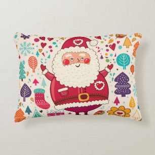 Funny Santa Claus Christmas Illustration Accent Pillow
