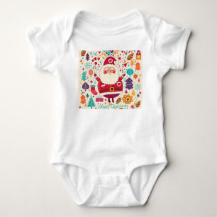 Funny Santa Claus Christmas Illustration Baby Bodysuit