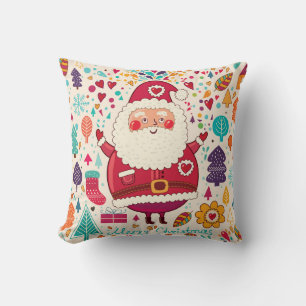 Funny Santa Claus Christmas Illustration Throw Pillow