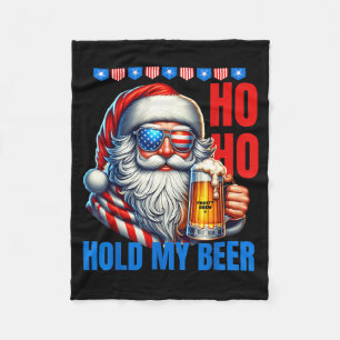 Funny Santa Claus Christmas July 4th Patriotic Hol Fleece Blanket