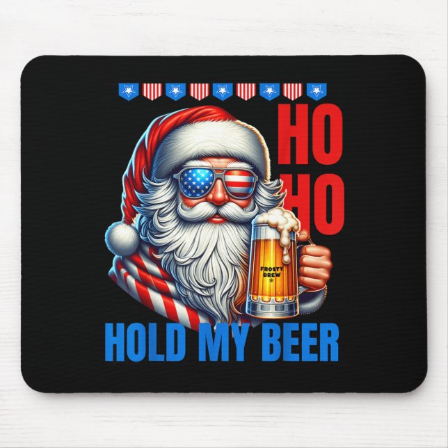 Funny Santa Claus Christmas July 4th Patriotic Hol Mouse Pad (Front)