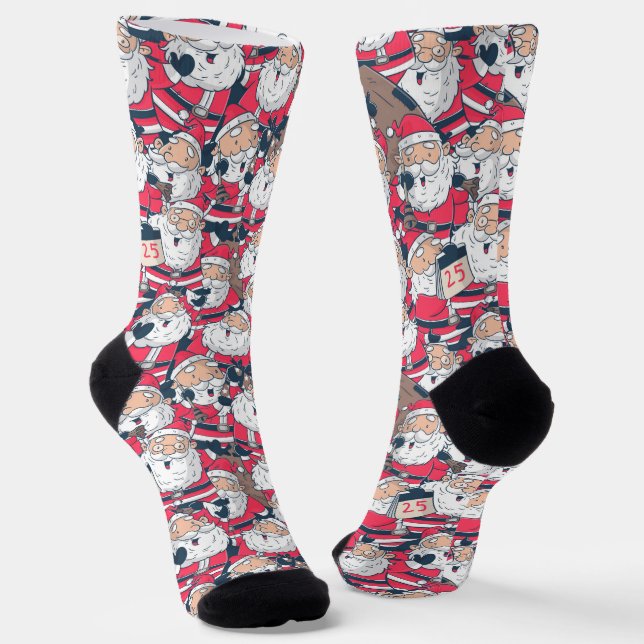 Funny Santa Claus Christmas  Socks (Angled)