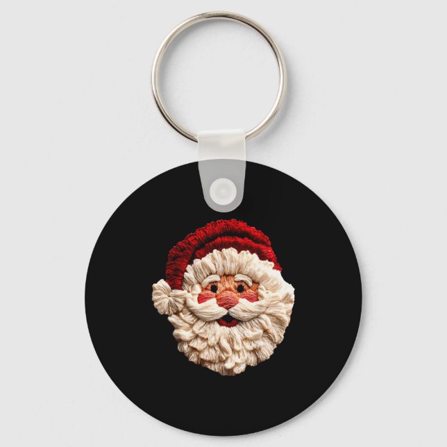 Funny Santa Claus Crochet Christmas Xmas Pajamas H Keychain (Front)