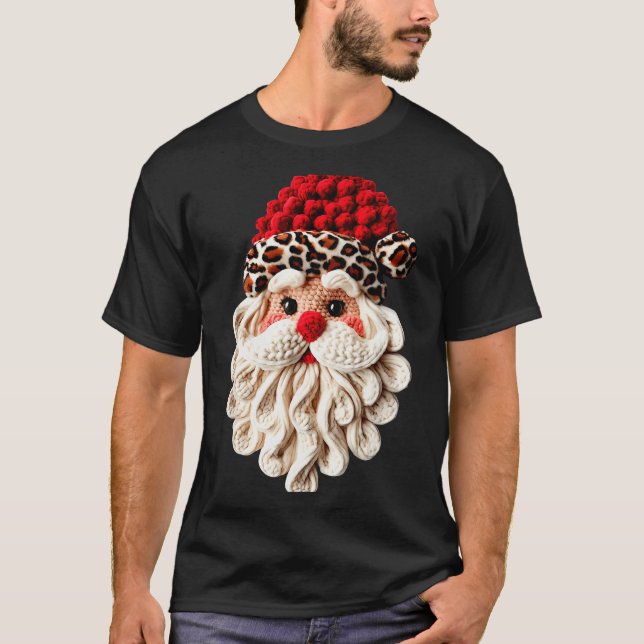 Funny Santa Claus Crochet Pajamas Holiday Xmas Chr T-Shirt (Front)