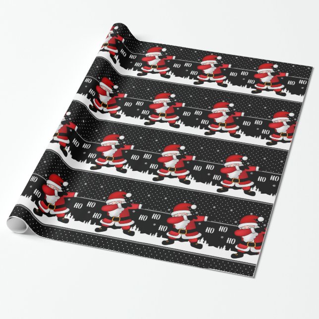 Funny Santa Claus Dabbing Wrapping Paper (Unrolled)