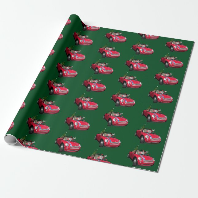 Funny Santa Claus Driving A Mini Wrapping Paper (Unrolled)