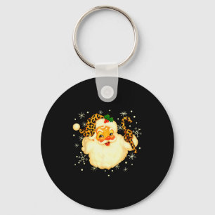 Funny Santa Claus Face Christmas Xmas Leopard Sant Keychain