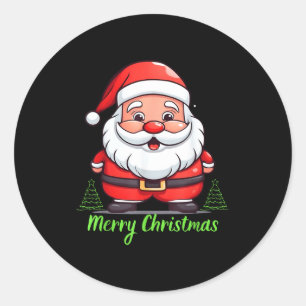 Funny Santa Claus Face Merry Christmas Vintage Gif Classic Round Sticker