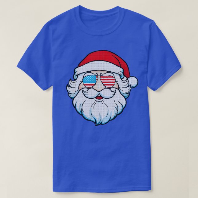 Funny Santa Claus Face Sunglasses with Hat Beard C T-Shirt (Design Front)