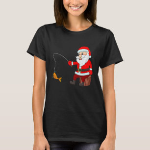 Funny Santa Claus Fishing Christmas Fish Puns Xmas T-Shirt