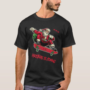 Funny Santa Claus Gives Gifts By Skateboard T-Shirt