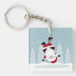 Funny Santa Claus Hanging Upside Down Keychain