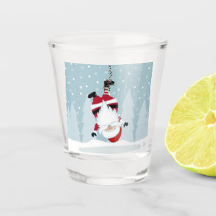 Funny Santa Claus Hanging Upside Down Shot Glass