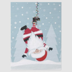Funny Santa Claus Hanging Upside Down Tissue Paper