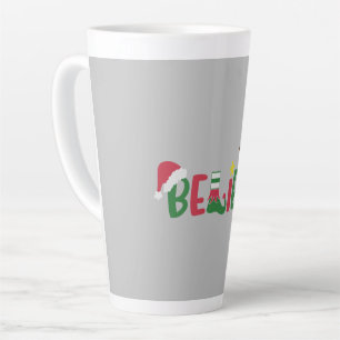 Funny Santa Claus Hat Believe Snowflakes Christmas Latte Mug
