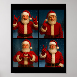 Funny Santa Claus Heart And Peace Sign Retro Chris