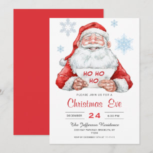 Funny Santa Claus Ho Ho Ho Holiday Christmas  Eve Invitation