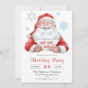 Funny Santa Claus Ho Ho Ho Holiday Christmas Party Invitation