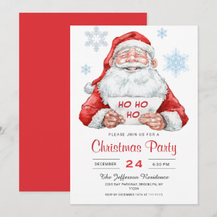 Funny Santa Claus Ho Ho Ho Holiday Christmas Party Invitation