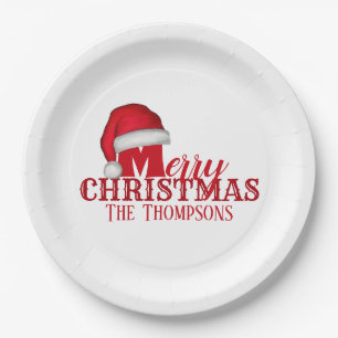 Funny Santa Claus Holiday Christmas Party Paper Plate
