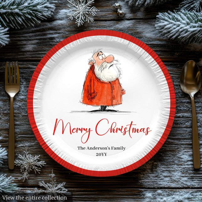 Funny Santa Claus Holiday Festive Paper Plates (Funny Santa Claus Holiday Festive Paper Plates)
