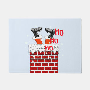 Funny Santa Claus in chimney Doormat
