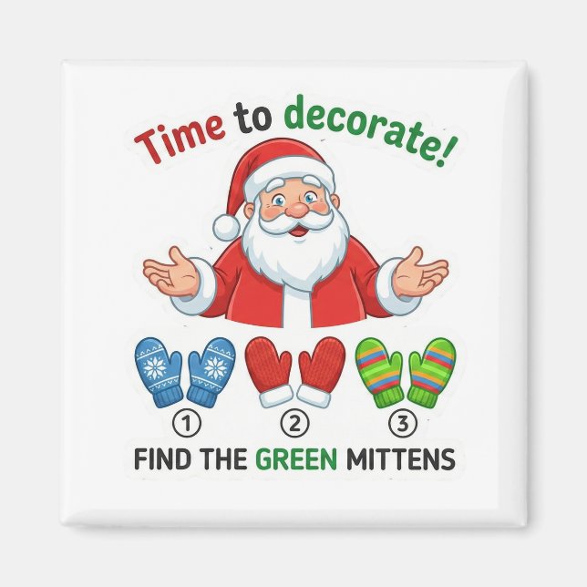 Funny Santa Claus Lost Hat Matching Game Magnet (Devant)