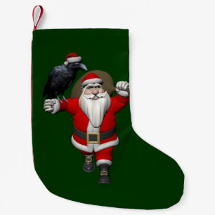 Funny Santa Claus Loves Ravens Small Christmas Stocking