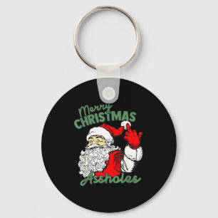 Funny Santa Claus Merry Christmas Holes Keychain