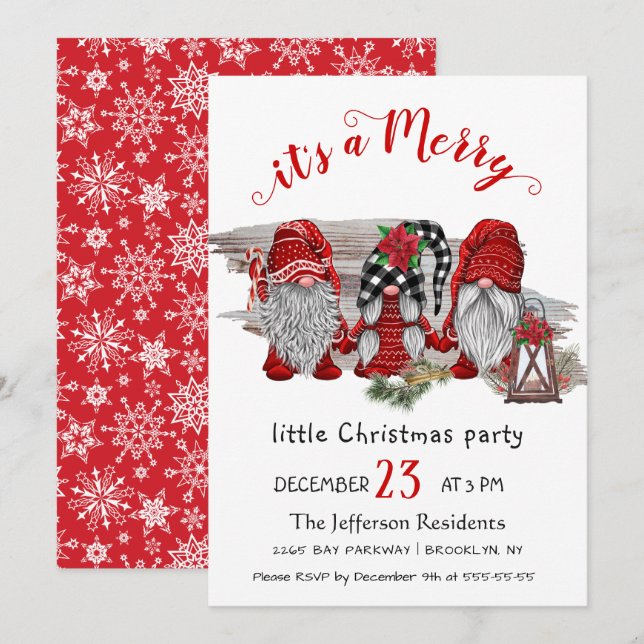 Funny Santa Claus Merry Christmas Little Party Invitation (Front/Back)
