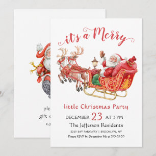 Funny Santa Claus Merry Christmas Little Party Invitation