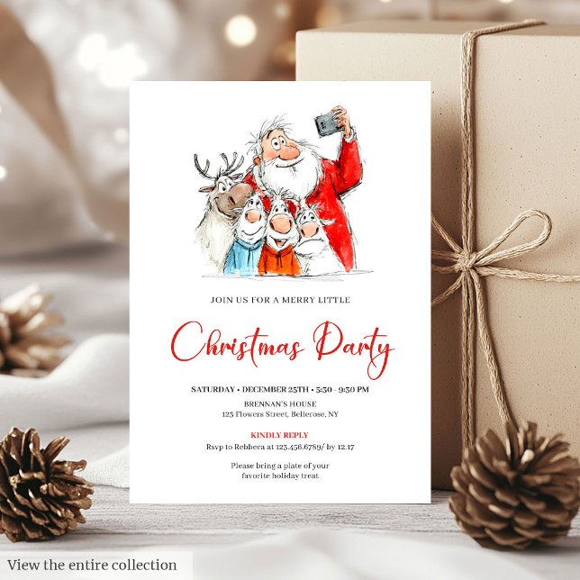 Funny Santa Claus Minimal Christmas Party Invite (Funny Santa Claus Minimal Christmas Party Invite)
