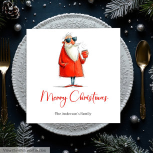 Funny Santa Claus Minimalist Christmas Dinner  Napkin