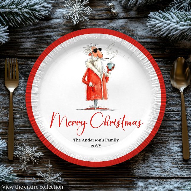 Funny Santa Claus Minimalist Holiday Tableware Set Paper Plate (Funny Santa Claus Minimalist Holiday Tableware Set

)