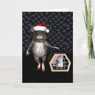 Funny Santa Claus Mouse Holiday Card