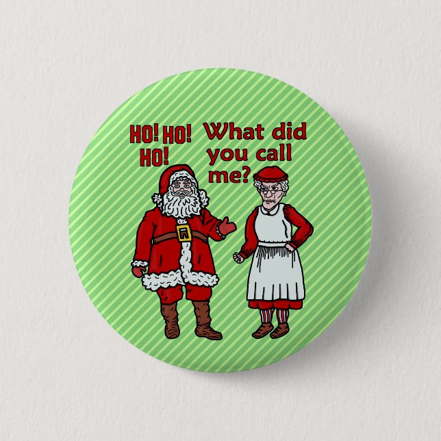 Funny Santa Claus & Mrs Christmas 2 Inch Round Button (Front)