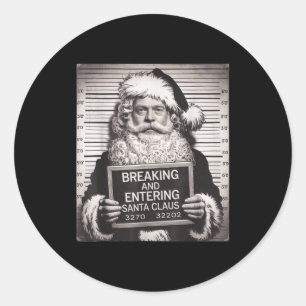 Funny Santa Claus Mugshot Christmas – Santa Xmas  Classic Round Sticker