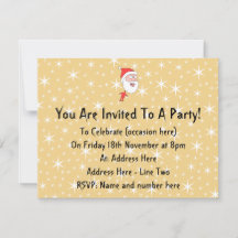 Funny Santa Claus, on Gold Colour Star Pattern.