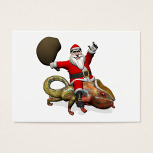 Funny Santa Claus On Huge Panther Chameleon