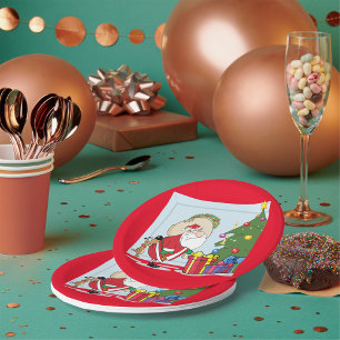 Funny Santa Claus Paper Plates
