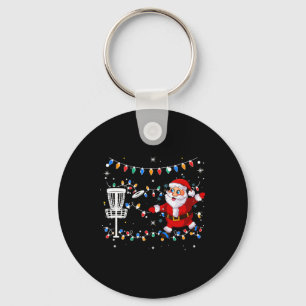 Funny Santa Claus Playing Disc Golf Ugly Christmas Keychain