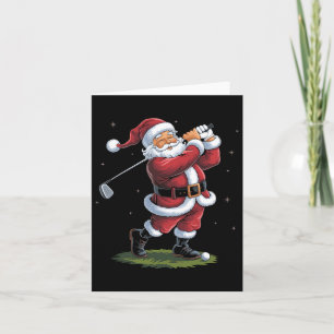 Funny Santa Claus Playing Golf Christmas Lights Xm Card