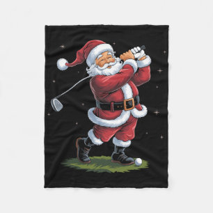 Funny Santa Claus Playing Golf Christmas Lights Xm Fleece Blanket