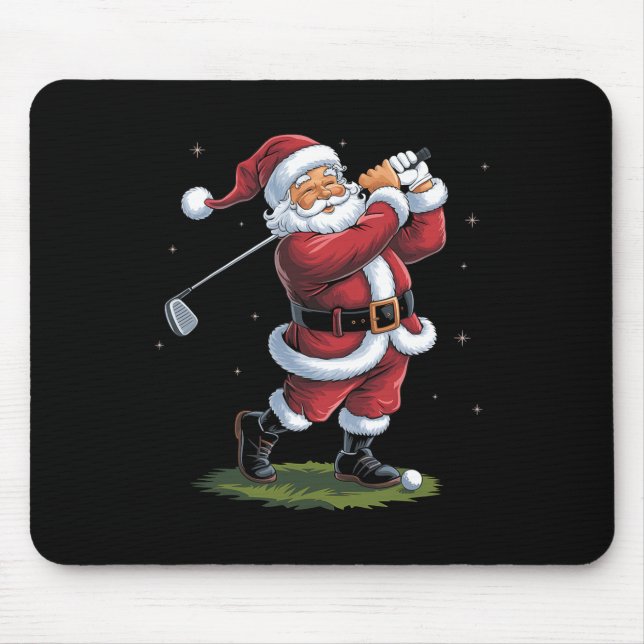 Funny Santa Claus Playing Golf Christmas Lights Xm Mouse Pad (Front)