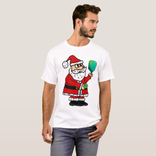 Funny Santa Claus Playing Pickleball Christmas T-Shirt