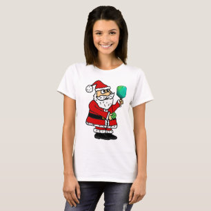 Funny Santa Claus Playing Pickleball Christmas T-Shirt