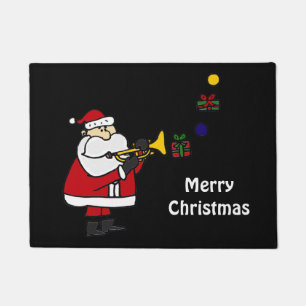 Funny Santa Claus Playing Trumpet Doormat